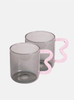 g2 rey and pink wavy handle glass cups