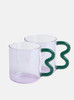 "Bonbon" Colourful Glass Cup With Wavy Handle - Purple & Turqoise