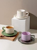 "Deux" Colour Block Ceramic Mug Set - Creme Mug & Green Saucer