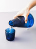 "Geometry" Classic Striped Carafe with Tumbler Glass - Blue