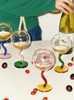 "Ballon" Colourful Wine Glass With Curved Stems - Green & Yellow