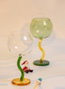 "Ballon" Colourful Wine Glass With Curved Stems - Mint Green