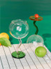 "Ballon" Colourful Wine Glass With Curved Stems - Pink & Green