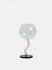 "Ballon" Colourful Wine Glass With Curved Stems - Pink & Green