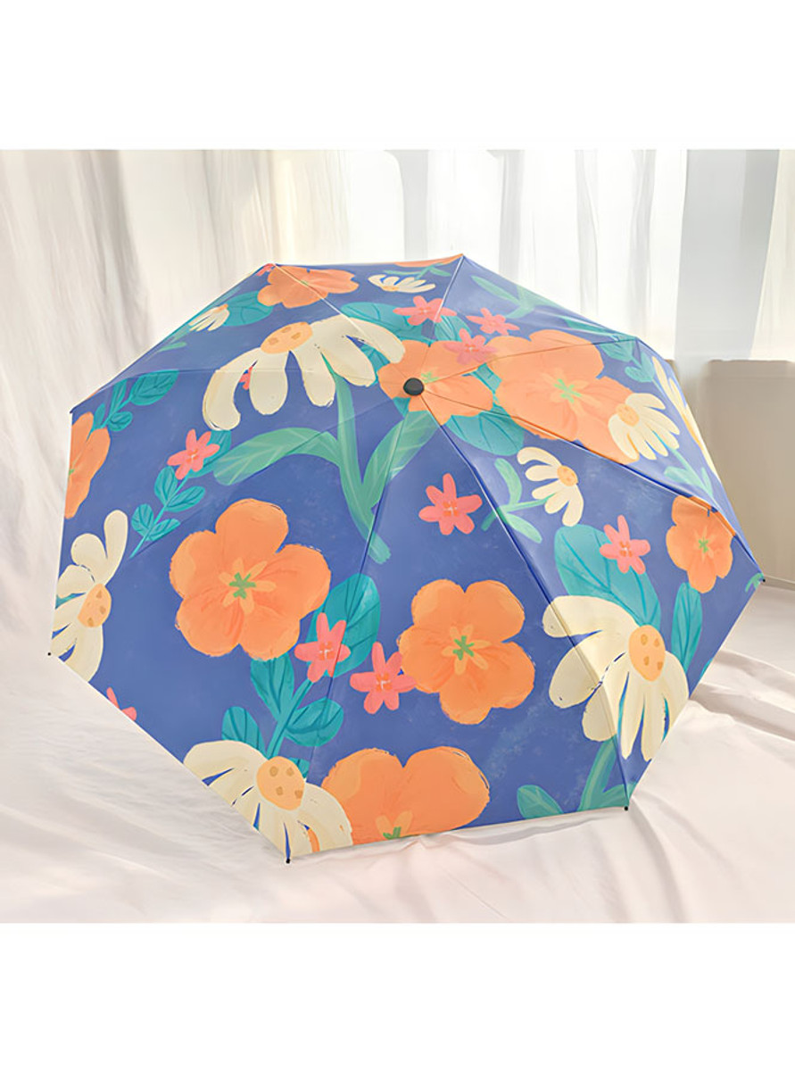 Blue "Printemps" Floral Pocket Mini Umbrella