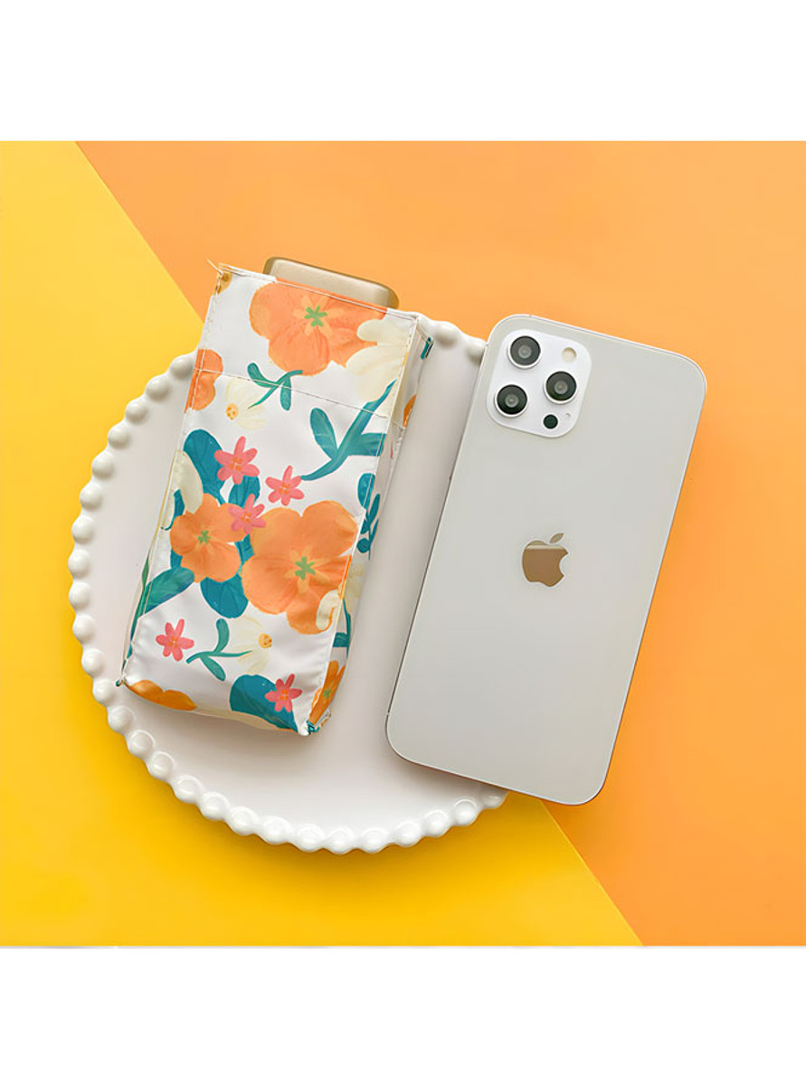 White "Printemps" Floral Pocket Mini Umbrella