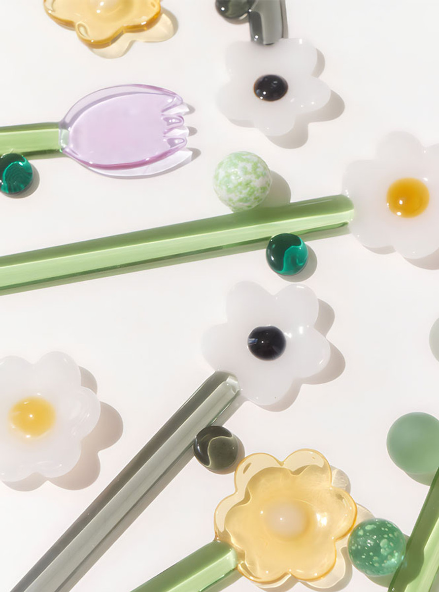 "Fleur" Flower Shape Coloured Glass Spoon