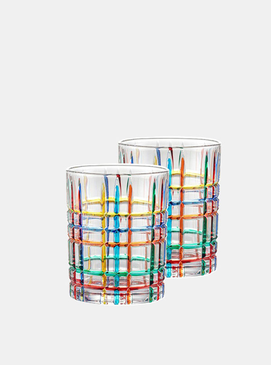 2 set of stripe coloured glass