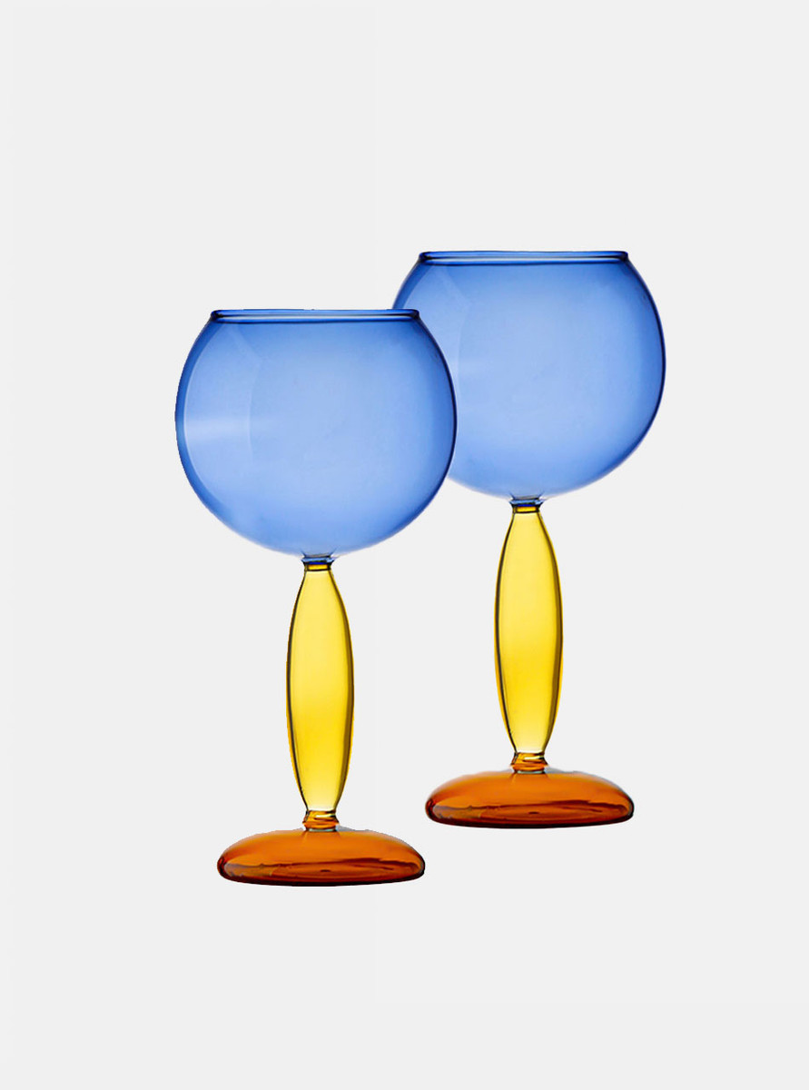 blue red wine glass