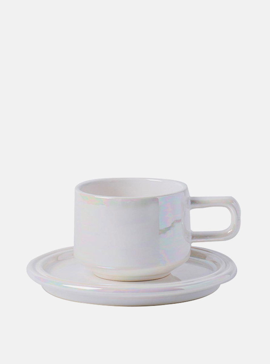 "Deux" Colour Block Ceramic Mug Set - Neo Mug & Saucer