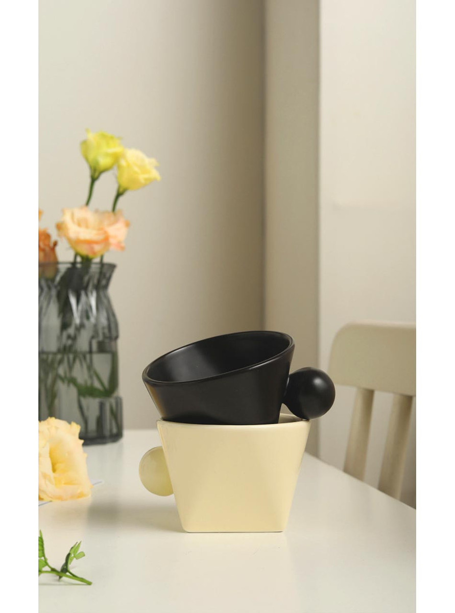 "Triangle" Creme Irregular Geometry Ceramic Coffee Mug