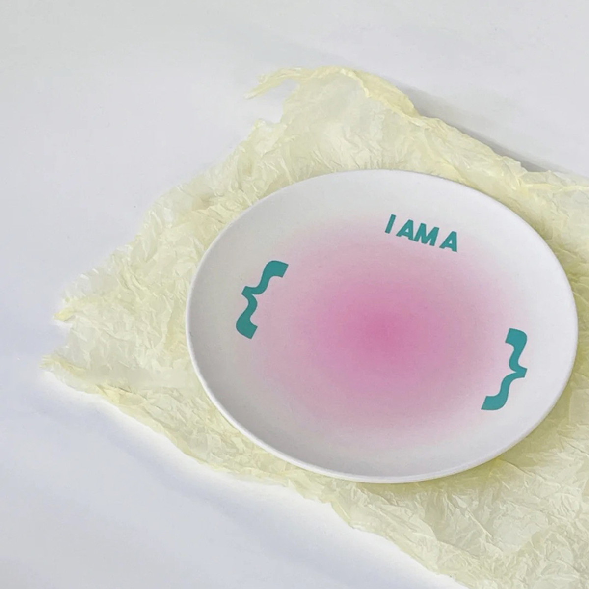 "I Am A?" Pink Gradient Funky Pop Art Bamboo Plate