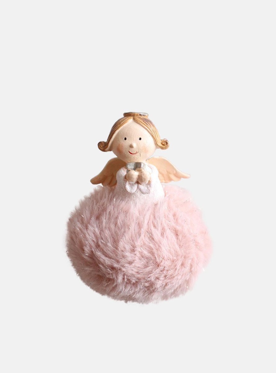 Cute & Fluffy Pink Star Angel Christmas Ornament Cute & Fluffy Pink Star Angel Christmas Ornament
