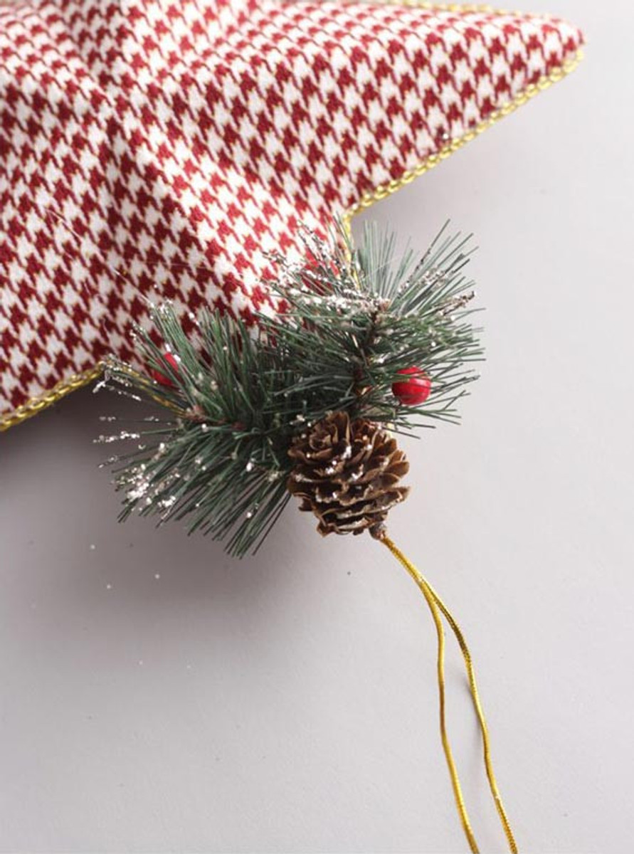 Christmas Tree Houndstooth Pinecone Ornament - Large Star Christmas Tree Houndstooth Pinecone Ornament - Large Star