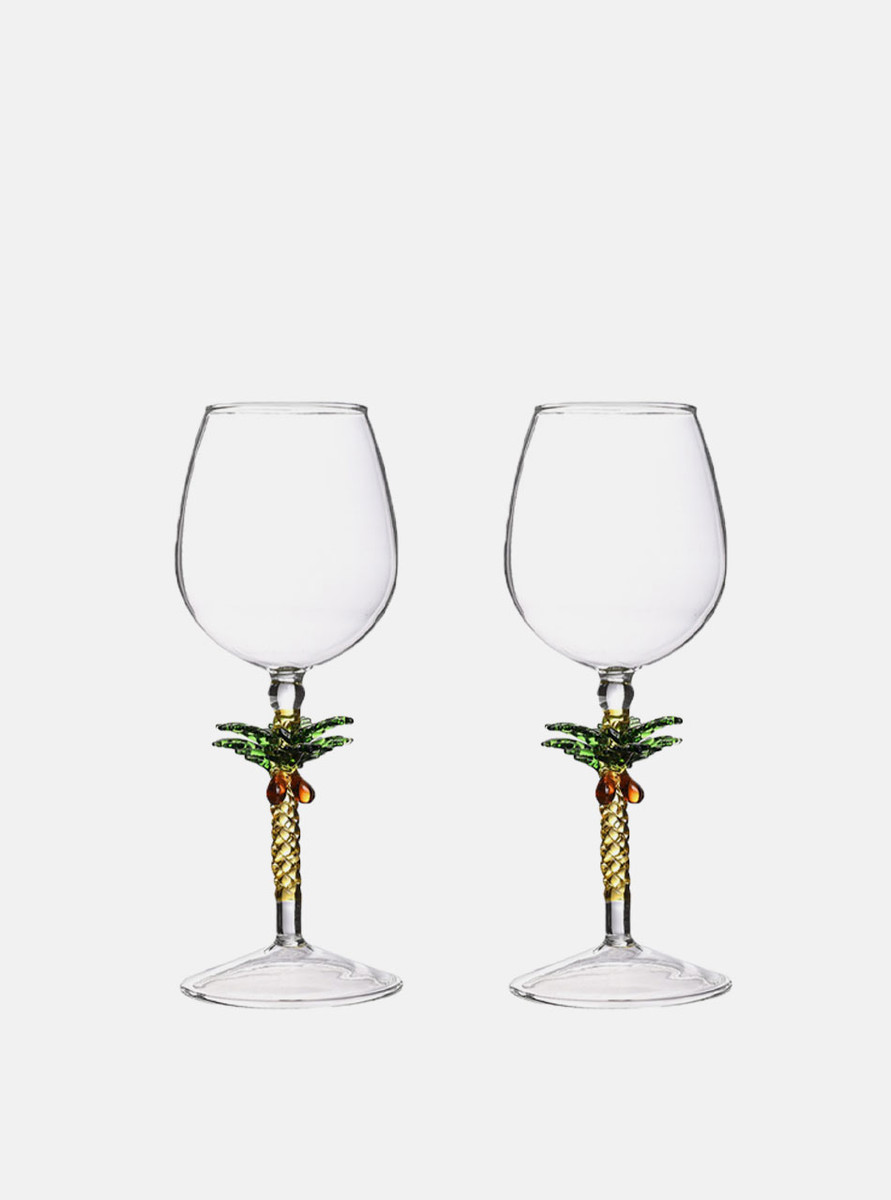 "Arbre" Palm Tree Decoration Wine Glass "Arbre" Palm Tree Decoration Wine Glass