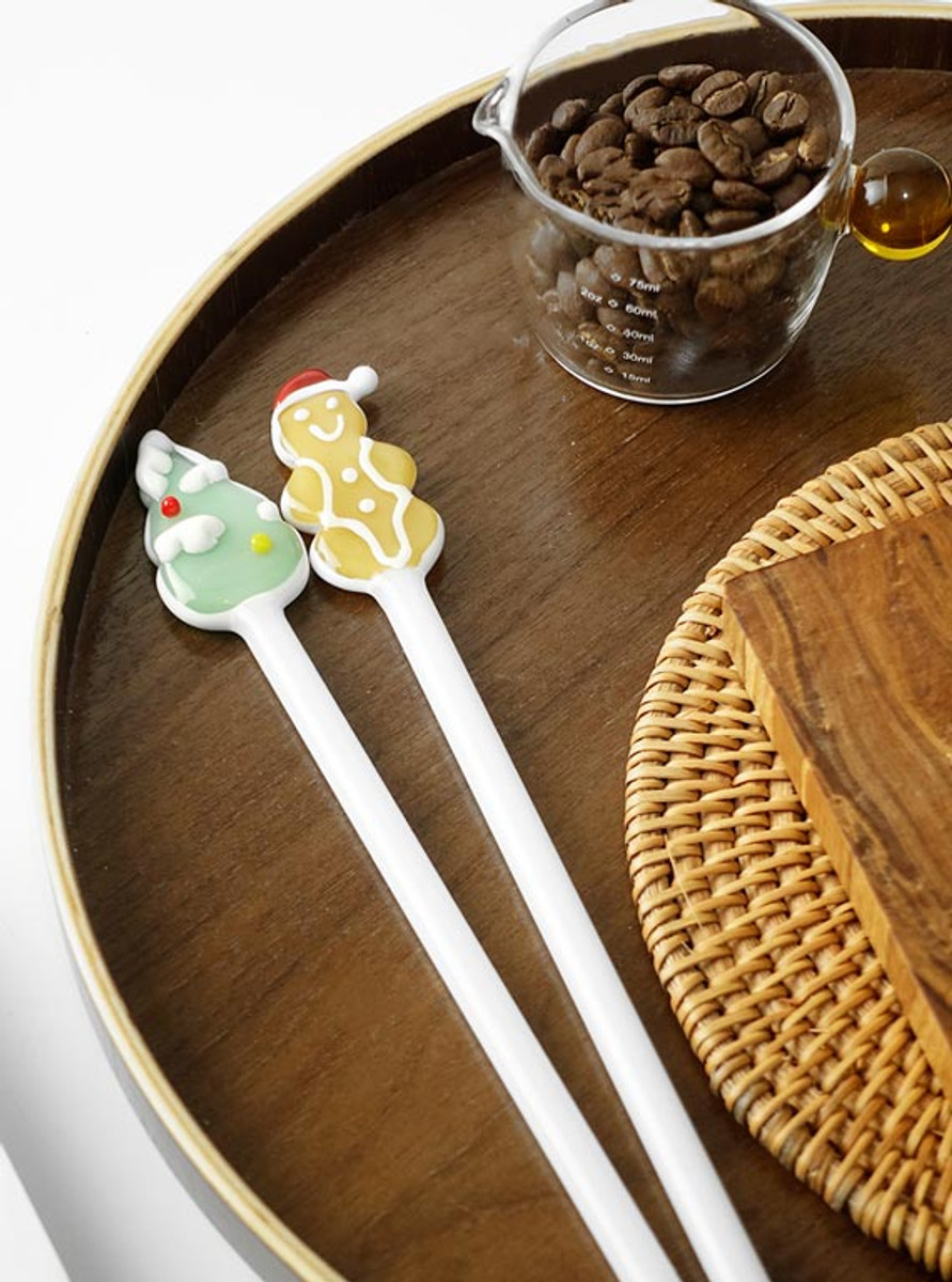 "Blanc" Cute Festive Cartoon Gingerbread Man Glass Stirrer "Blanc" Cute Festive Cartoon Gingerbread Man Glass Stirrer
