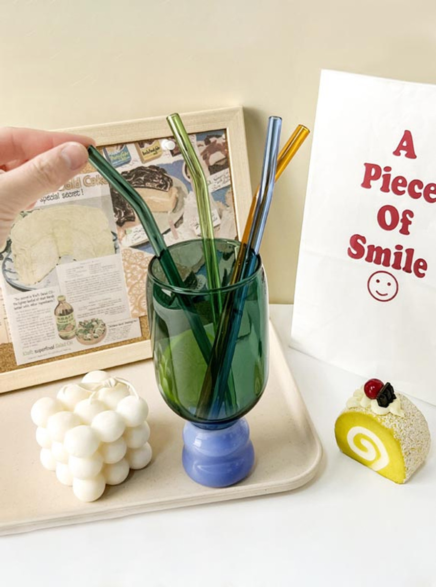 "Bubble" Coloured Drinking Glass - Aqua