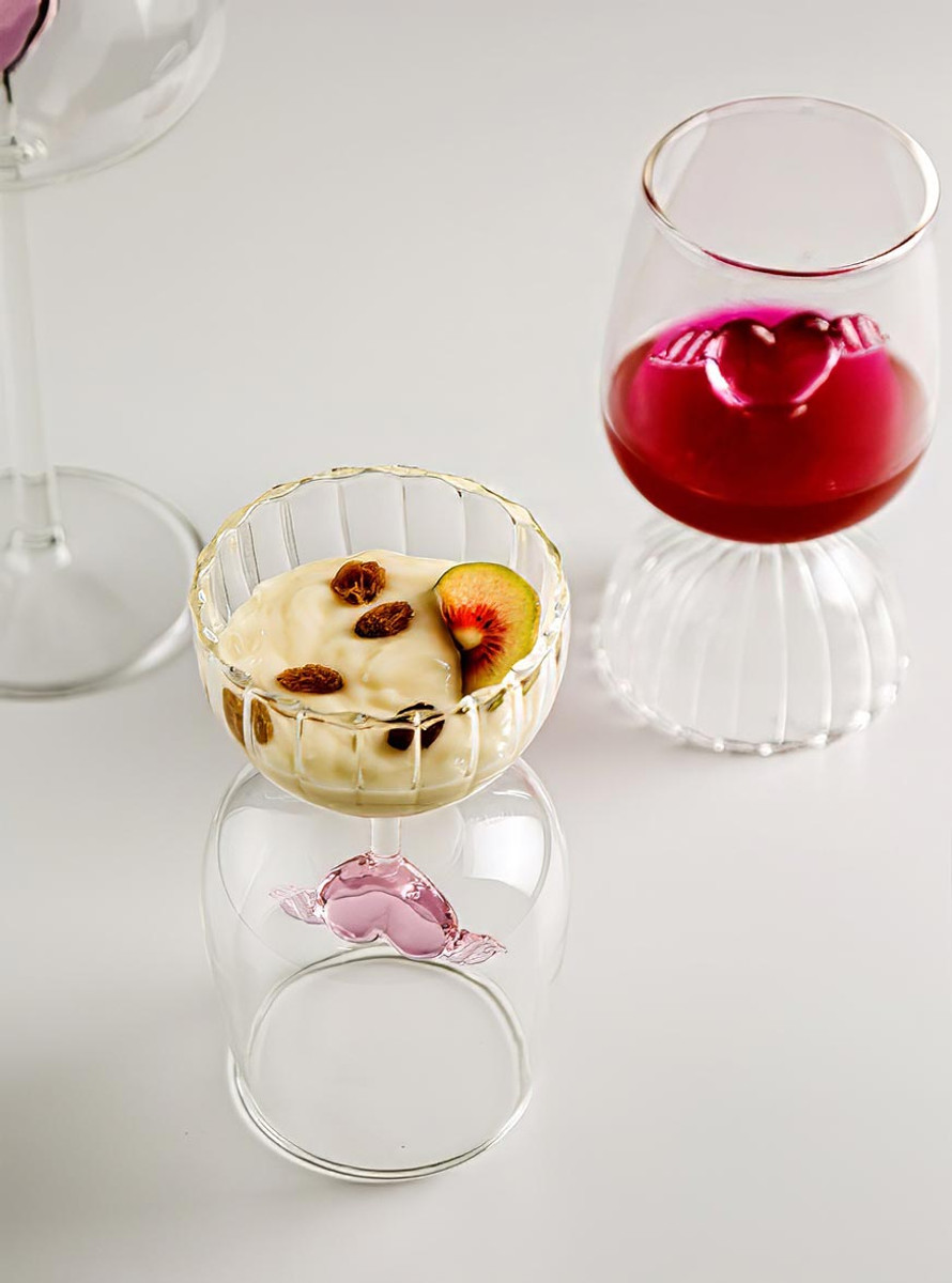 "Cupid" White Wine Glass With Love Heart