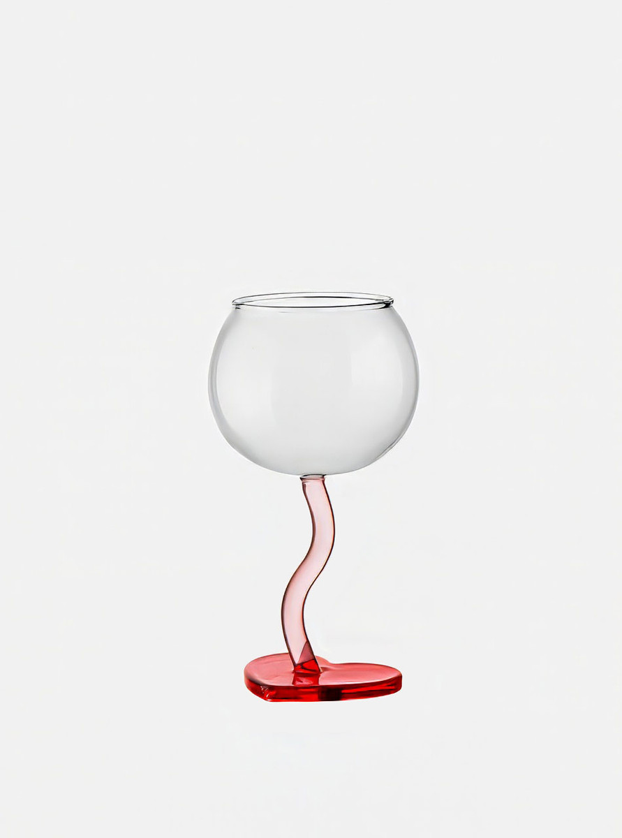 "L'Amour" Burgundy Glass With Heart Shape Base "L'Amour" Burgundy Glass With Heart Shape Base