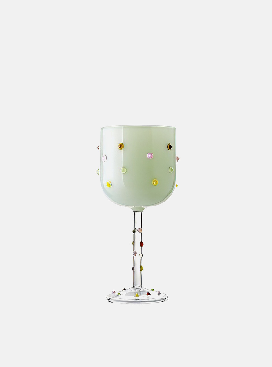 "Gemme" Colourful Sugar Bean Wine Glass - Green