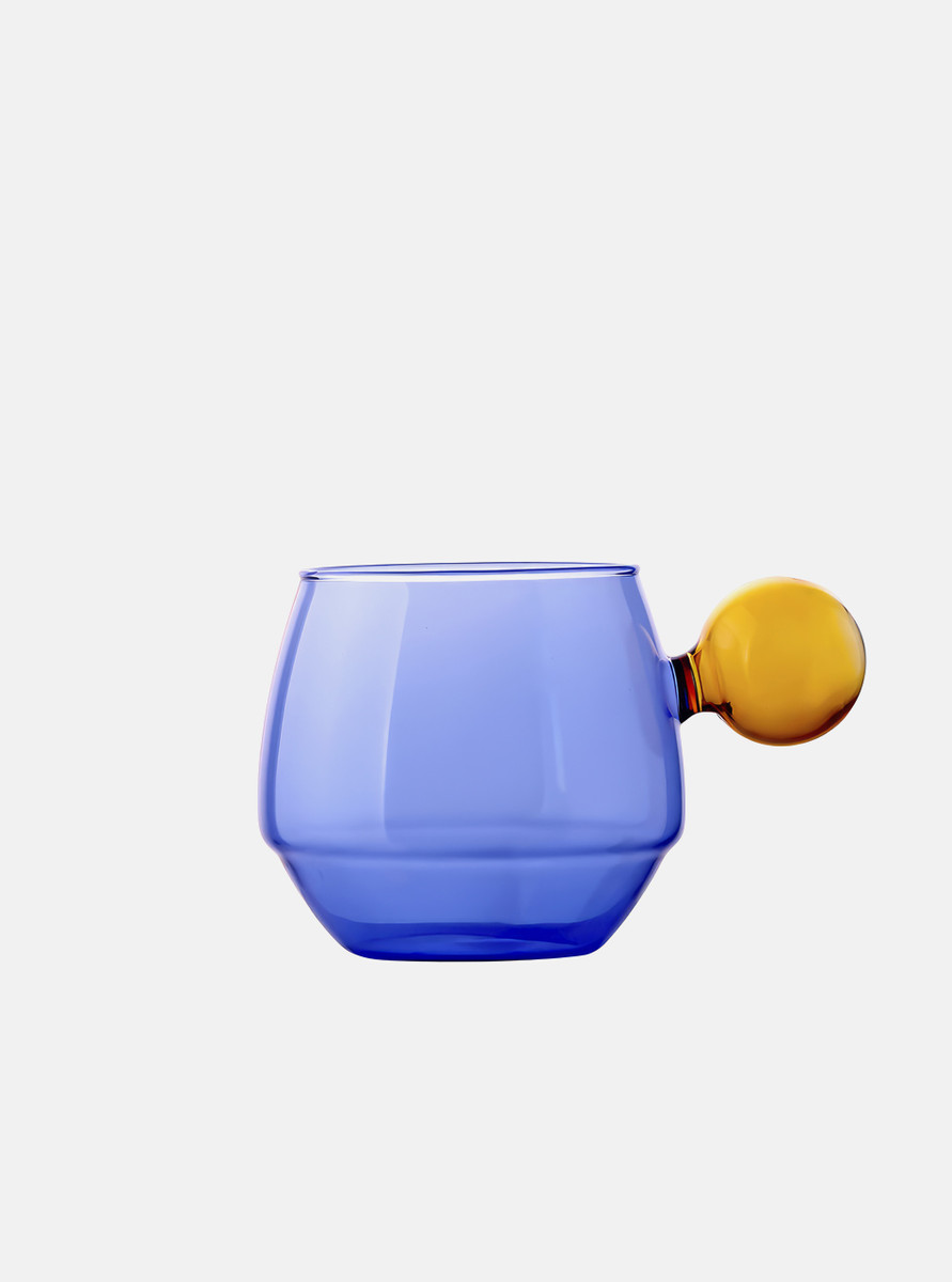 "Lollipop" Colour Block Heat Resistant Glass Mug - Blue