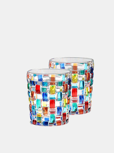 "Antoni" Hand-Painted Crystal Tumbler - Ruby (A Pair)