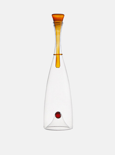 large tall amber glass decanter