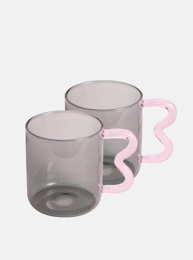g2 rey and pink wavy handle glass cups