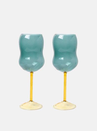 "Bubble" Coloured Wine Glass - Aqua