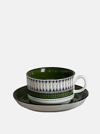 "Le Pull" Retro Style Green Striped Coffee Mug