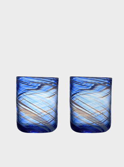 "La Mer" Sea Blue Water Stripes Crystal Tumbler
