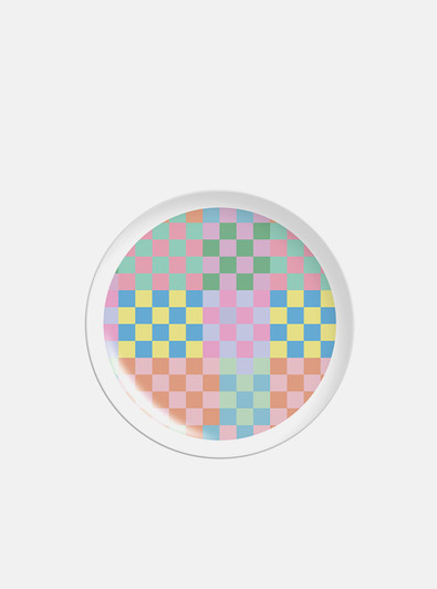 "I Am A?" Colourful Funky Grid Pop Art Bamboo Plate