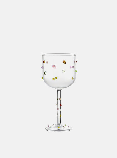 "Gemme" Colourful Sugar Bean Wine Glass - Clear