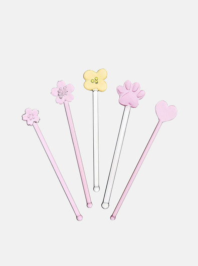 "Sakura" Cute Glass Stirrer Set of 5 Styles