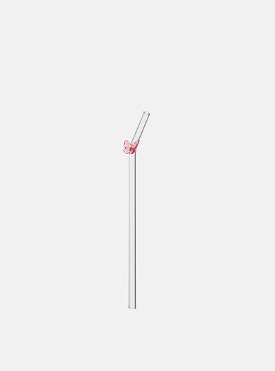 "Papillon" Pink Butterfly Clear Glass Straw