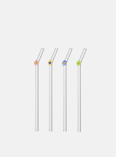 flower glass straw set