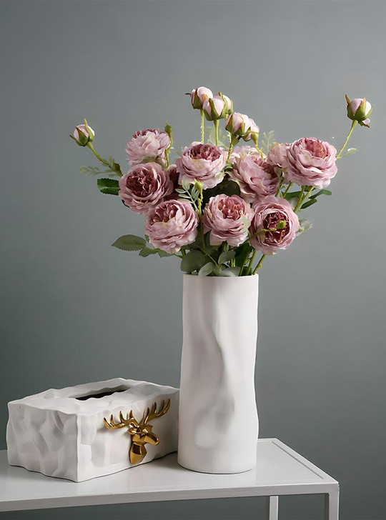 Orange & White Cylinder Vase "Pressé"