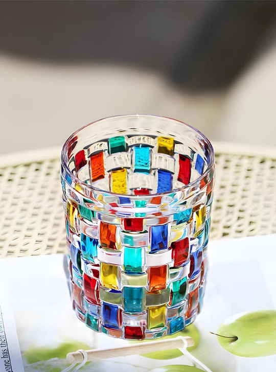 "Antoni" Hand-Painted Crystal Tumbler - Ruby (A Pair)