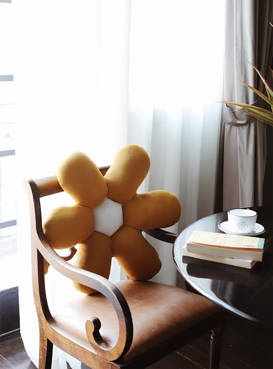 yellow flower shape pillow