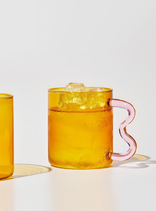 amber cup with wavy handle
