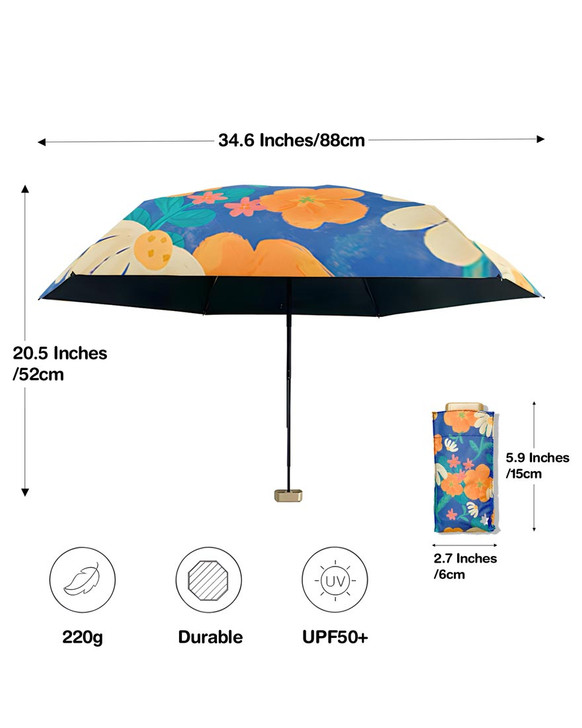 Blue "Printemps" Floral Pocket Mini Umbrella