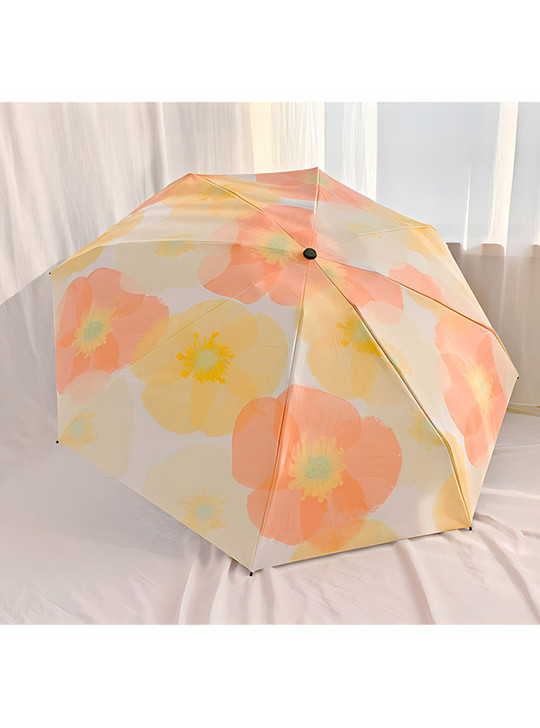 Creme "Printemps" Floral Pocket Mini Umbrella