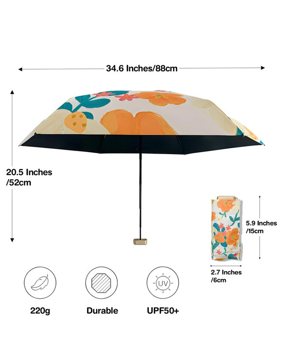 White "Printemps" Floral Pocket Mini Umbrella