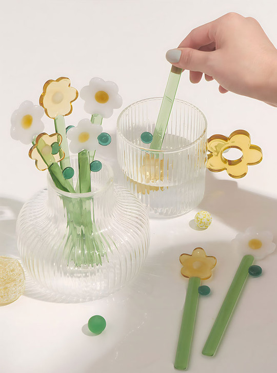 "Fleur" Flower Shape Coloured Glass Spoon