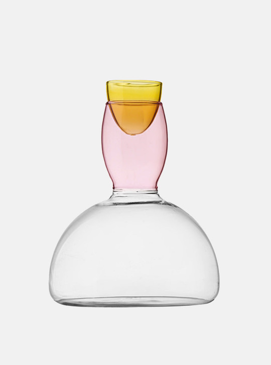 Pink glass decanter