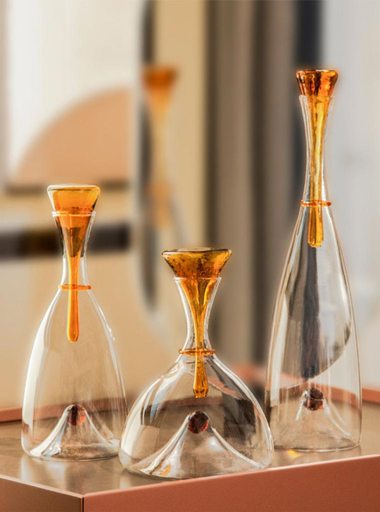 "Pearl" Elegant Amber Crystal Decanter - Short
