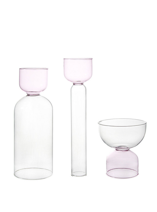 "Sablier" Hourglass Shape Glass Vase - Tall