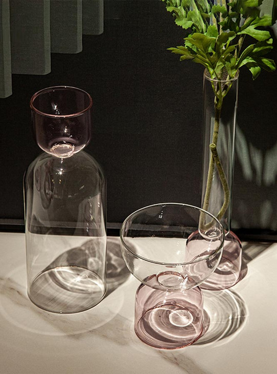 "Sablier" Hourglass Shape Glass Vase - Tall