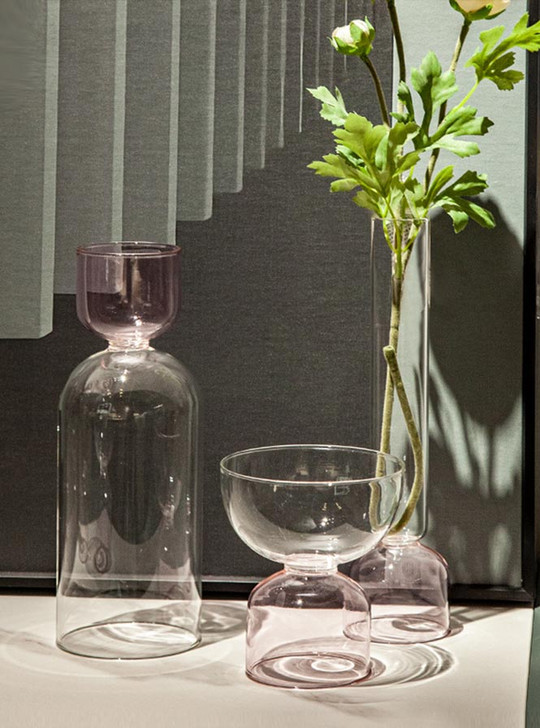 "Sablier" Hourglass Shape Glass Vase - Tall