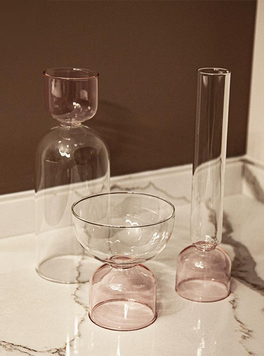 "Sablier" Hourglass Shape Glass Vase - Tall